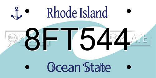 8FT544 Rhode Island License Plate