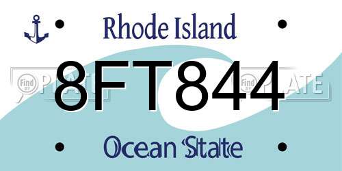 8FT844 Rhode Island License Plate