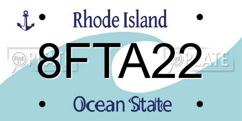 8FTA22 Rhode Island License Plate