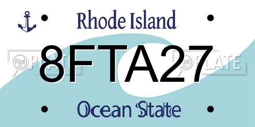 8FTA27 Rhode Island License Plate