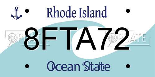 8FTA72 Rhode Island License Plate