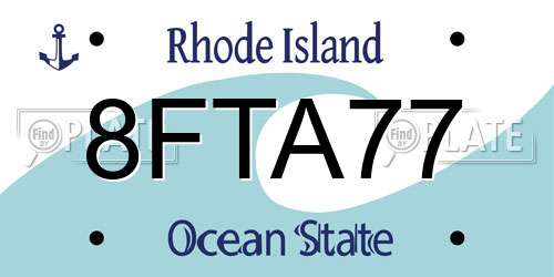 8FTA77 Rhode Island License Plate
