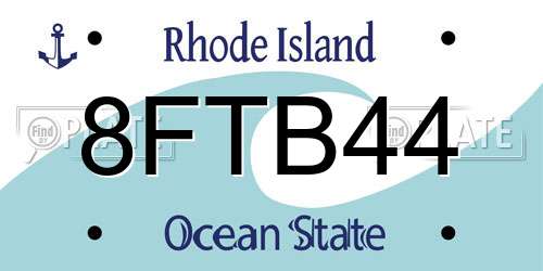 8FTB44 Rhode Island License Plate