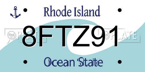 8FTZ91 Rhode Island License Plate