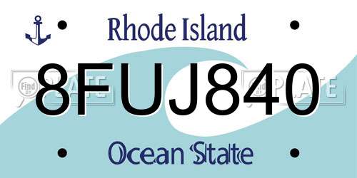 8FUJ840 Rhode Island License Plate
