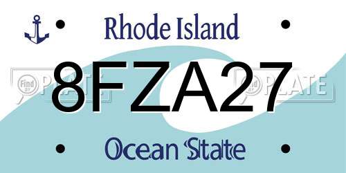 8FZA27 Rhode Island License Plate