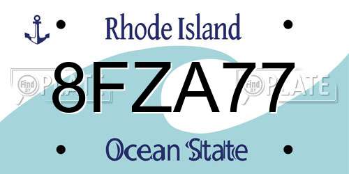 8FZA77 Rhode Island License Plate