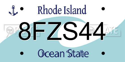 8FZS44 Rhode Island License Plate