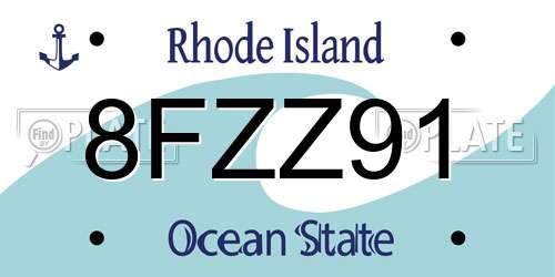 8FZZ91 Rhode Island License Plate