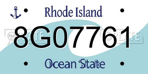 8G07761 Rhode Island License Plate