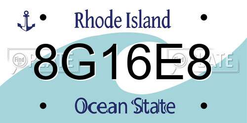 8G16E8 Rhode Island License Plate