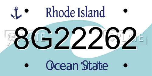 8G22262 Rhode Island License Plate