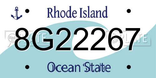 8G22267 Rhode Island License Plate