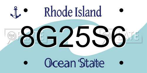 8G25S6 Rhode Island License Plate
