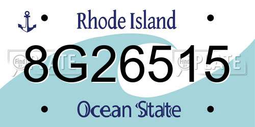 8G26515 Rhode Island License Plate