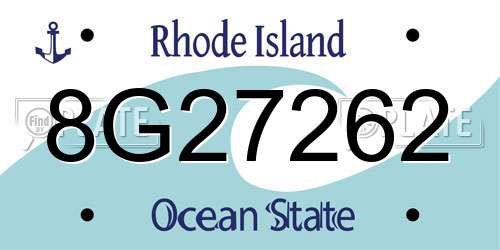 8G27262 Rhode Island License Plate