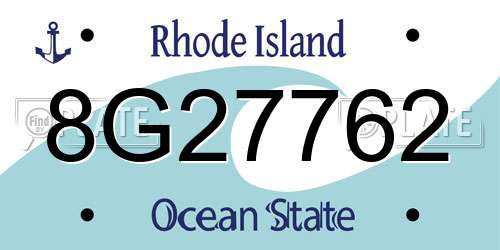 8G27762 Rhode Island License Plate