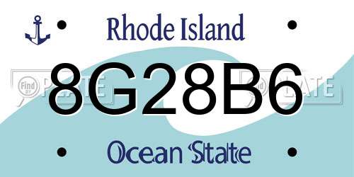 8G28B6 Rhode Island License Plate