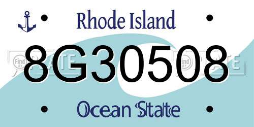 8G30508 Rhode Island License Plate