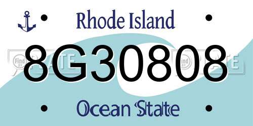 8G30808 Rhode Island License Plate
