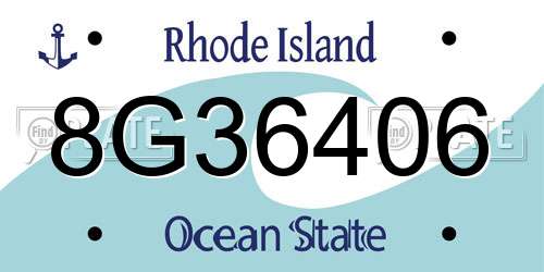 8G36406 Rhode Island License Plate