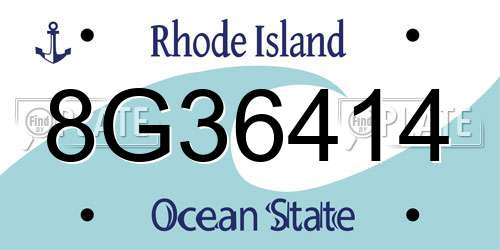 8G36414 Rhode Island License Plate
