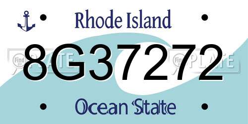 8G37272 Rhode Island License Plate