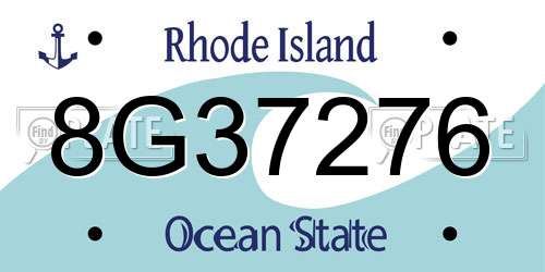 8G37276 Rhode Island License Plate