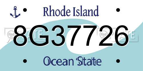 8G37726 Rhode Island License Plate