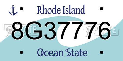 8G37776 Rhode Island License Plate