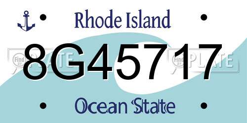 8G45717 Rhode Island License Plate