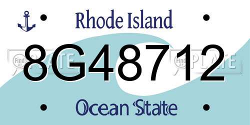 8G48712 Rhode Island License Plate