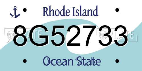 8G52733 Rhode Island License Plate