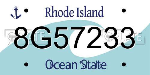 8G57233 Rhode Island License Plate