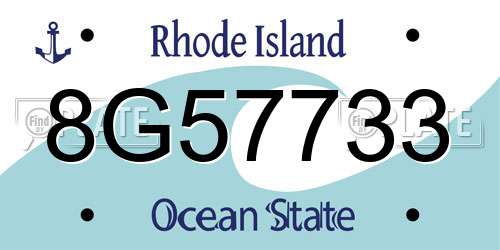 8G57733 Rhode Island License Plate