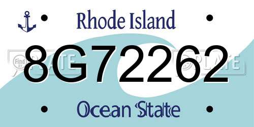 8G72262 Rhode Island License Plate