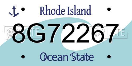 8G72267 Rhode Island License Plate