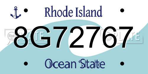 8G72767 Rhode Island License Plate