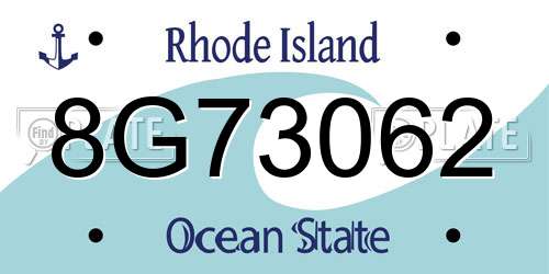 8G73062 Rhode Island License Plate
