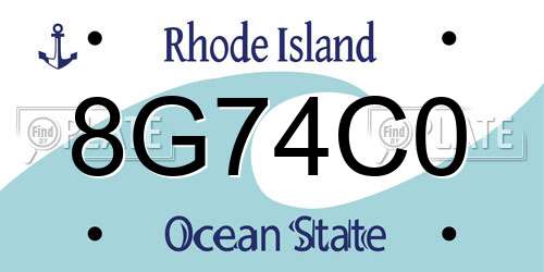 8G74C0 Rhode Island License Plate