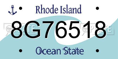 8G76518 Rhode Island License Plate