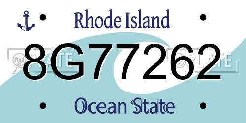 8G77262 Rhode Island License Plate