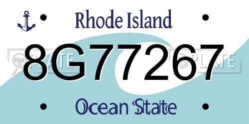 8G77267 Rhode Island License Plate