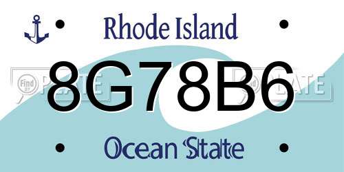 8G78B6 Rhode Island License Plate