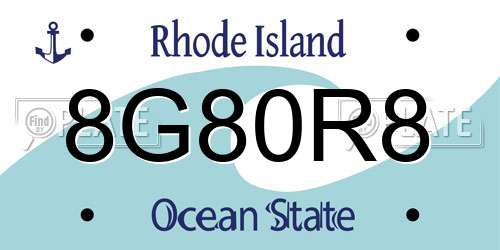 8G80R8 Rhode Island License Plate