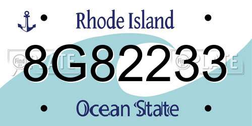 8G82233 Rhode Island License Plate