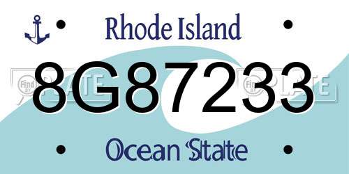8G87233 Rhode Island License Plate