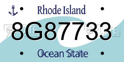 8G87733 Rhode Island License Plate