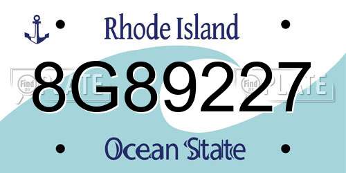 8G89227 Rhode Island License Plate
