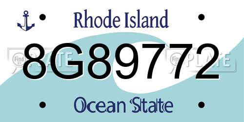 8G89772 Rhode Island License Plate